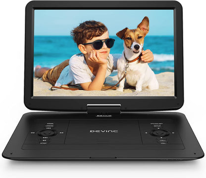 DEVINC 17.9" Portable DVD Player with 15.6" HD Swivel Screen, Support Multiple DVD CD Formats/USB/SD Card/Sync TV